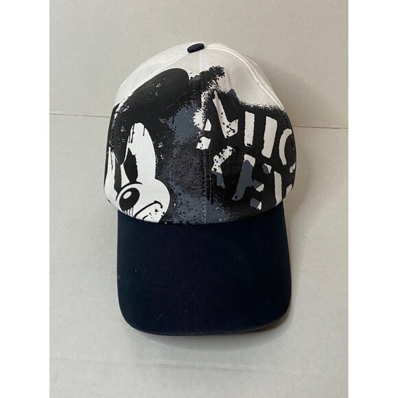 Mickey Mouse Hat Disney Parks Black and White Graffiti Paint Style Baseball Hat - Picture 1 of 6